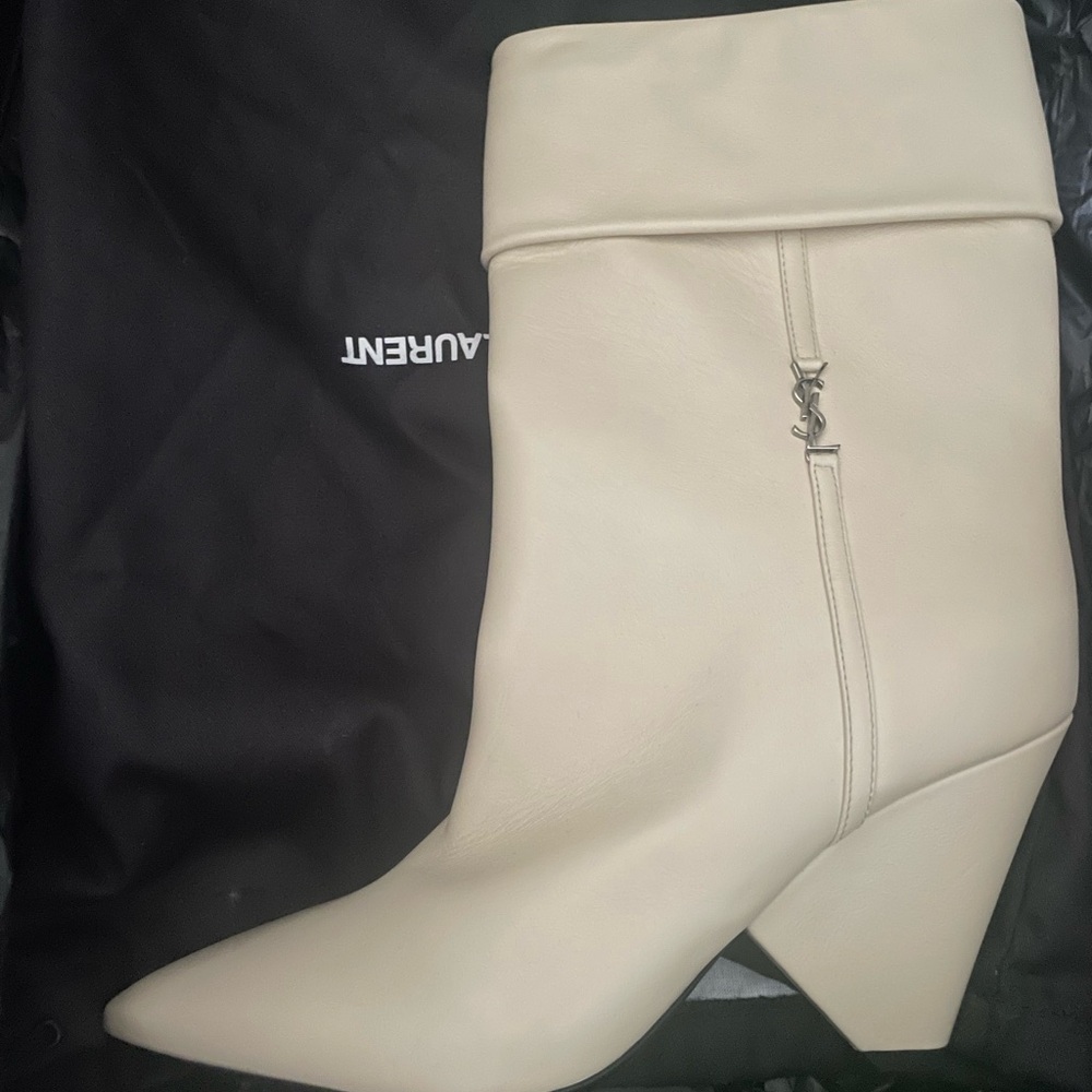Cream YSL boot